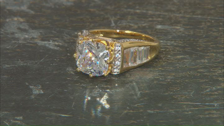 White Cubic Zirconia 18k Yellow Gold And Rhodium Over Sterling Silver Ring 7.99ctw Video Thumbnail