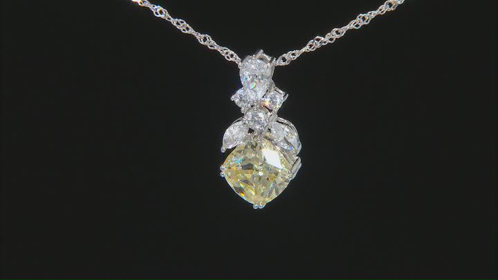 Canary And White Cubic Zirconia Rhodium Over Sterling Silver Pendant With Chain 9.44ctw Video Thumbnail