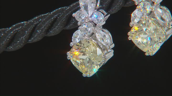 Canary And White Cubic Zirconia Rhodium Over Sterling Silver Earrings 10.04ctw Video Thumbnail