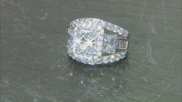 White Cubic Zirconia Platinum Over Sterling Silver Ring 13.40ctw Video Thumbnail