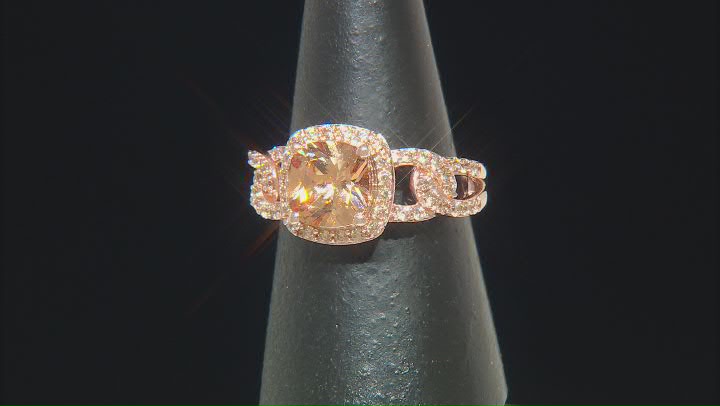 Champagne Cubic Zirconia 18k Rose Gold Over Sterling Silver Ring 4.50ctw Video Thumbnail