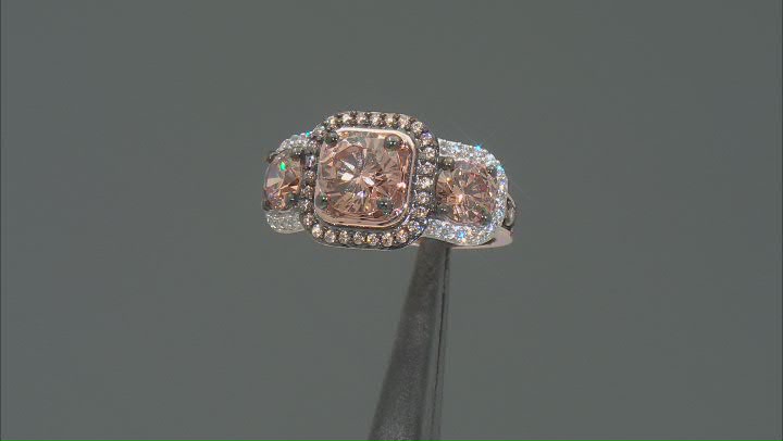 Champagne And White Cubic Zirconia 18k Rose Gold Over Sterling Silver Ring 7.16ctw Video Thumbnail