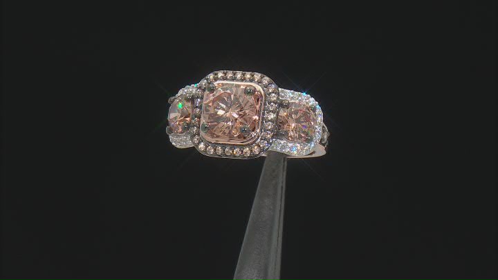 Champagne And White Cubic Zirconia 18k Rose Gold Over Sterling Silver Ring 7.16ctw Video Thumbnail