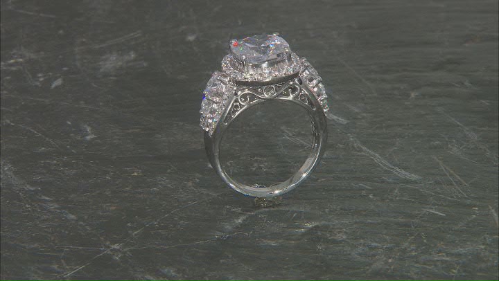 White Cubic Zirconia Platinum Over Sterling Silver Ring 9.81ctw Video Thumbnail