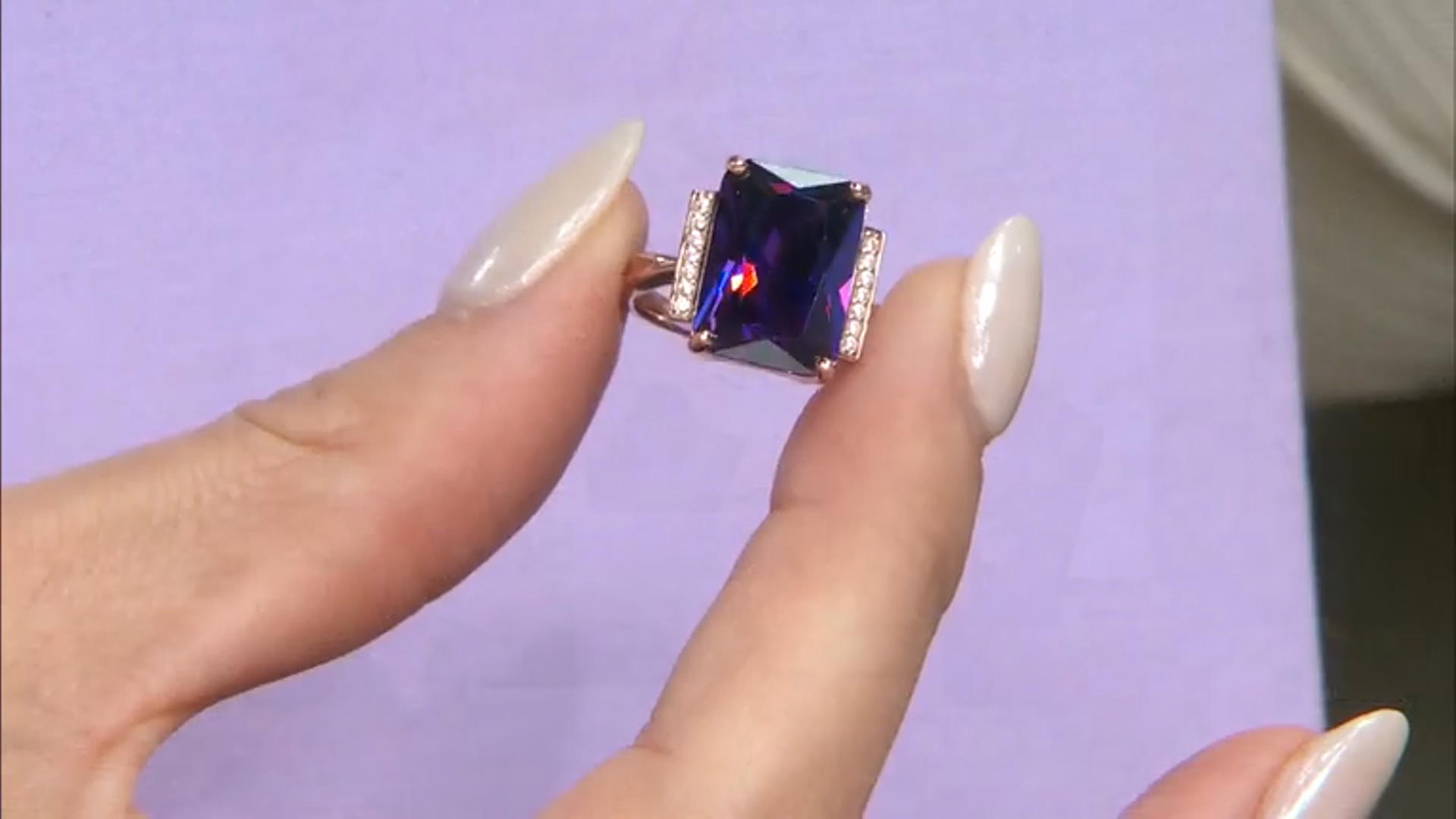 Purple And White Cubic Zirconia 18k Rose Gold Over Sterling Silver Ring 10.67ctw Video Thumbnail