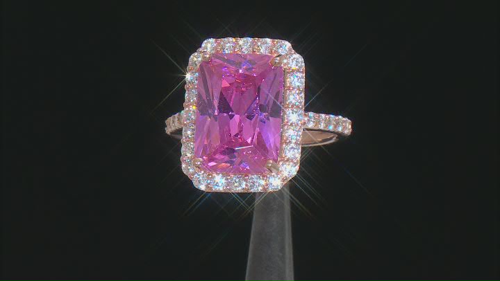Pink And White Cubic Zirconia 18k Rose Gold Over Sterling Silver Ring 14.57ctw Video Thumbnail