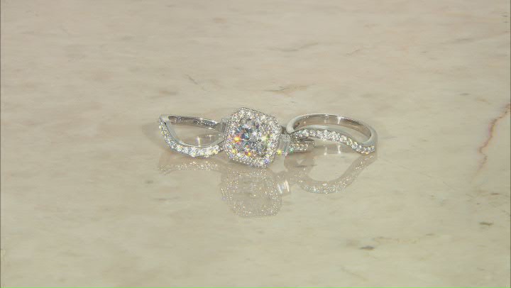 White Cubic Zirconia Platinum Over Sterling Silver 3 Ring Set 5.25ctw Video Thumbnail