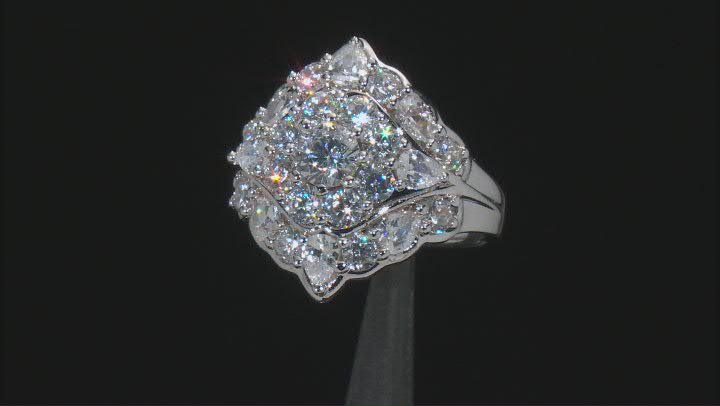 White Cubic Zirconia Platinum Over Sterling Silver Ring 5.19ctw Video Thumbnail