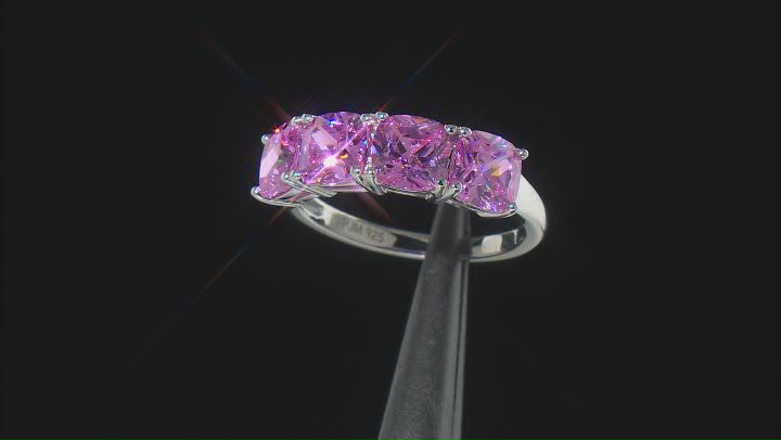 Pink And White Cubic Zirconia Rhodium Over Sterling Silver 3 Ring Set 7.54ctw Video Thumbnail