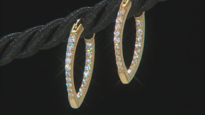 White Cubic Zirconia Rhodium And 18k Yellow Gold Over Sterling Silver Earring Set 1.74ctw Video Thumbnail