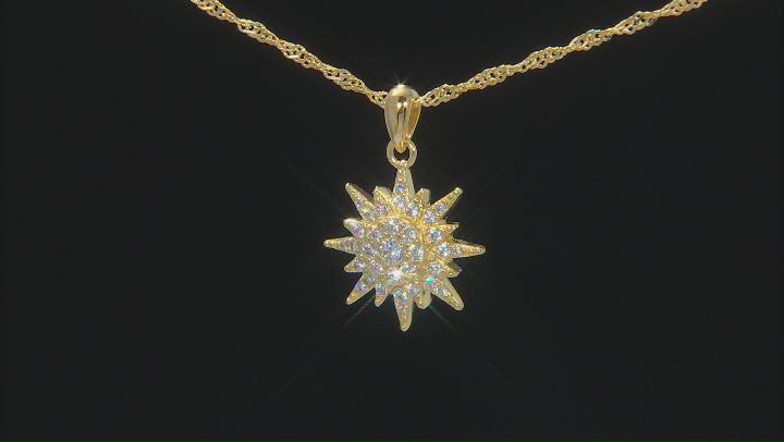 White Cubic Zirconia 18k Yellow Gold Over Sterling Silver Pendant With Chain 0.61ctw Video Thumbnail