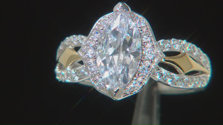 White Cubic Zirconia Rhodium And 14k Yellow Gold Over Sterling Silver Ring 3.50ctw Video Thumbnail