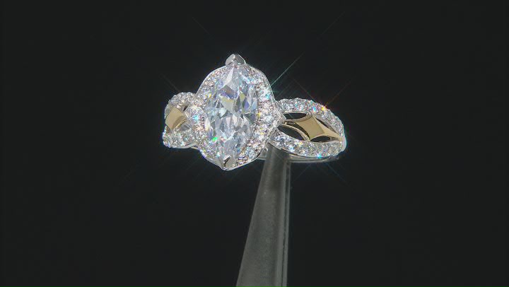White Cubic Zirconia Rhodium And 14k Yellow Gold Over Sterling Silver Ring 3.50ctw Video Thumbnail