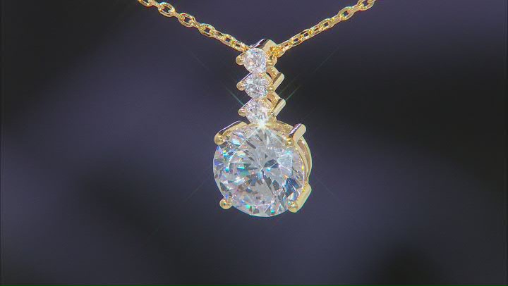 White Cubic Zirconia 18K Yellow Gold Over Sterling Silver Necklace 4.98ctw Video Thumbnail