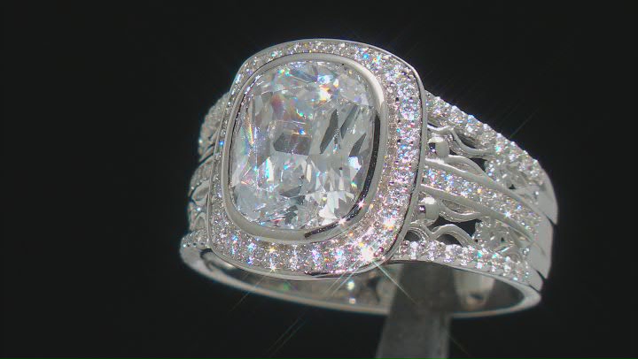 White Cubic Zirconia Rhodium Over Sterling Silver Ring 6.08ctw Video Thumbnail