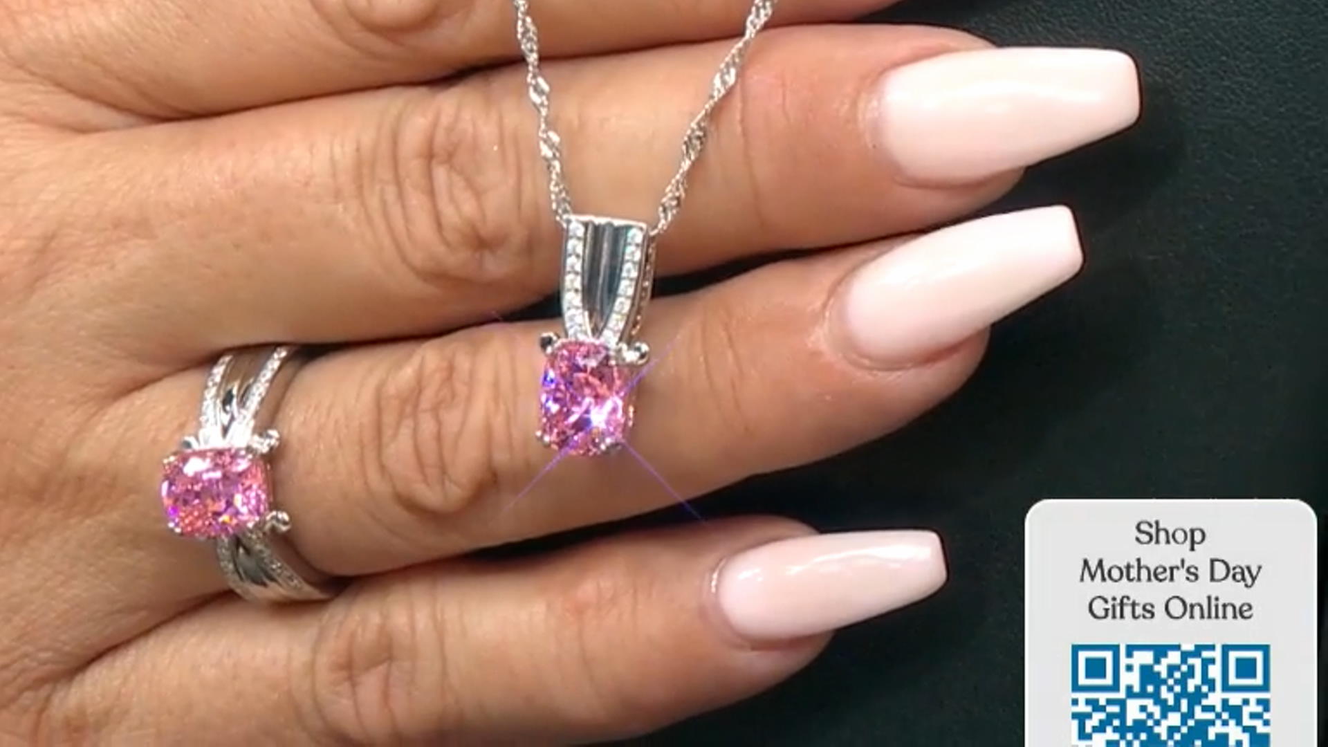 Pink And White Cubic Zirconia Rhodium Over Sterling Silver Pendant 5.17ctw Video Thumbnail