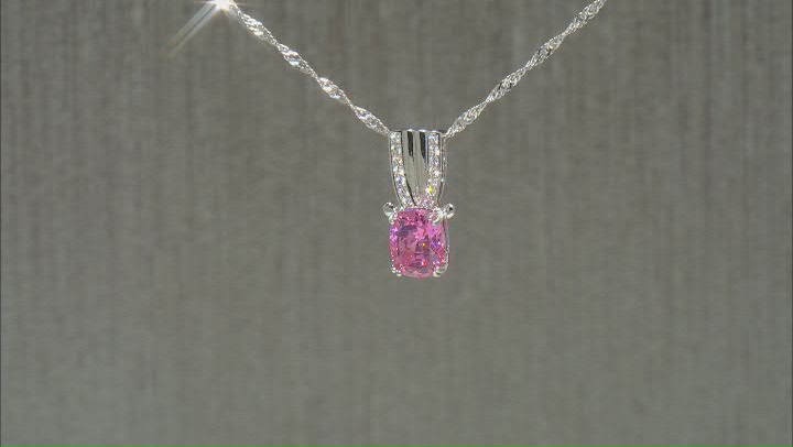 Pink And White Cubic Zirconia Rhodium Over Sterling Silver Pendant 5.17ctw Video Thumbnail