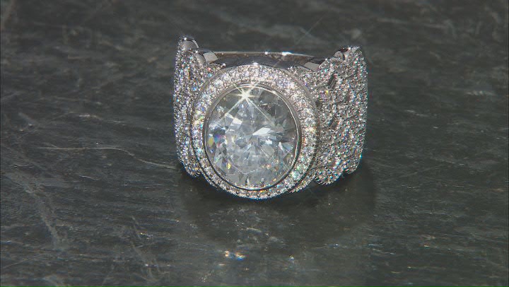 White Cubic Zirconia Rhodium Over Sterling Silver Ring 9.10ctw Video Thumbnail