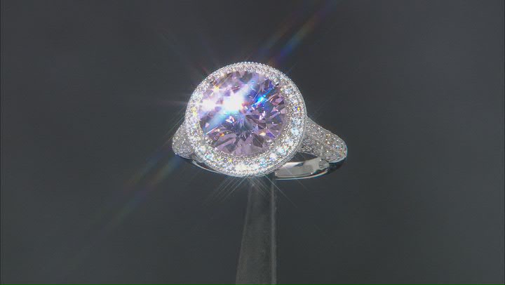 Pink And White Cubic Zirconia Platinum Over Sterling Silver Ring 7.75ctw Video Thumbnail