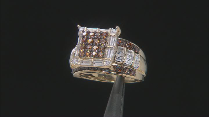 Brown And White Cubic Zirconia 18k Yellow Gold Over Sterling Silver Ring 3.95ctw Video Thumbnail