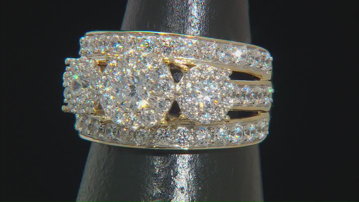 White Cubic Zirconia 18K Yellow Gold Over Sterling Silver Ring 4.80ctw Video Thumbnail
