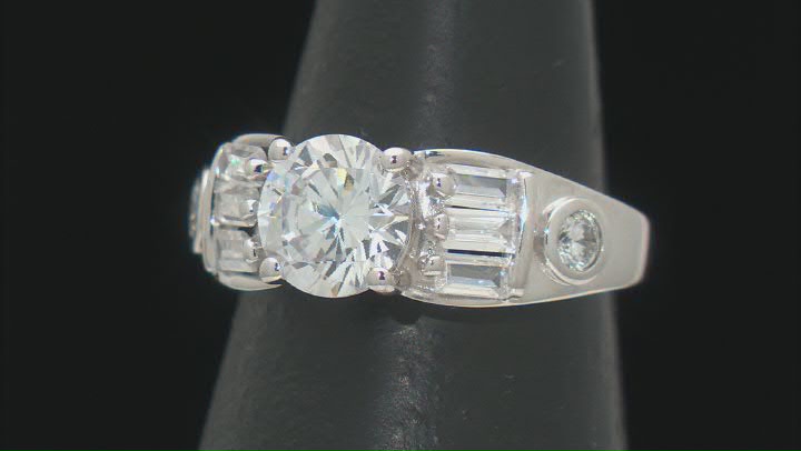 White Cubic Zirconia Platinum Over Sterling Silver Ring 4.68ctw Video Thumbnail