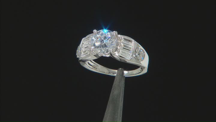 White Cubic Zirconia Platinum Over Sterling Silver Ring 4.68ctw Video Thumbnail