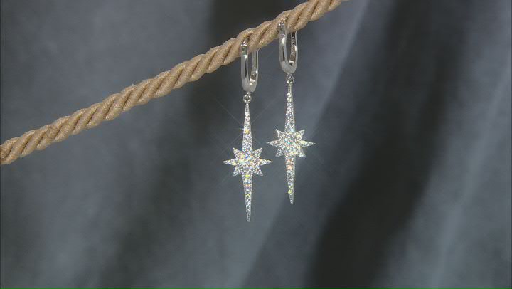 White Cubic Zirconia Rhodium Over Sterling Silver Earrings 1.19ctw Video Thumbnail