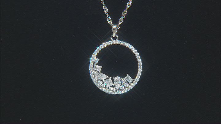 White Cubic Zirconia Rhodium Over Sterling Silver Pendant With Chain 2.03ctw Video Thumbnail