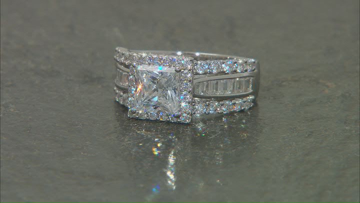 White Cubic Zirconia Rhodium Over Sterling Silver Ring 7.36ctw Video Thumbnail