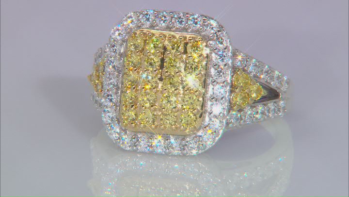 Yellow And White Cubic Zirconia Platinum Over Sterling Silver Ring 2.70ctw Video Thumbnail