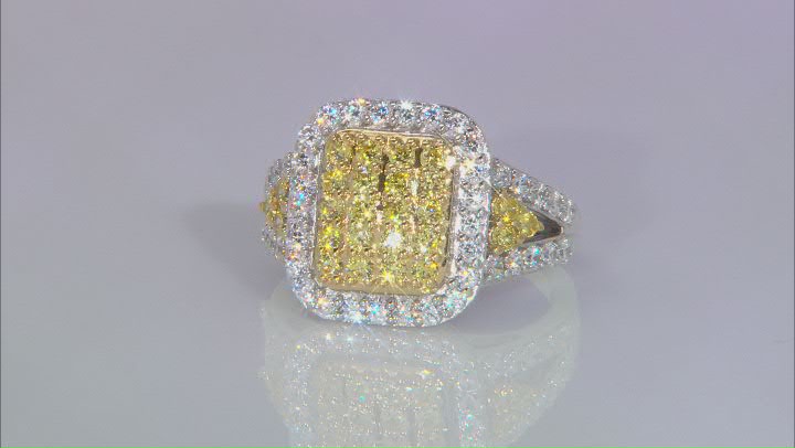 Yellow And White Cubic Zirconia Platinum Over Sterling Silver Ring 2.70ctw Video Thumbnail