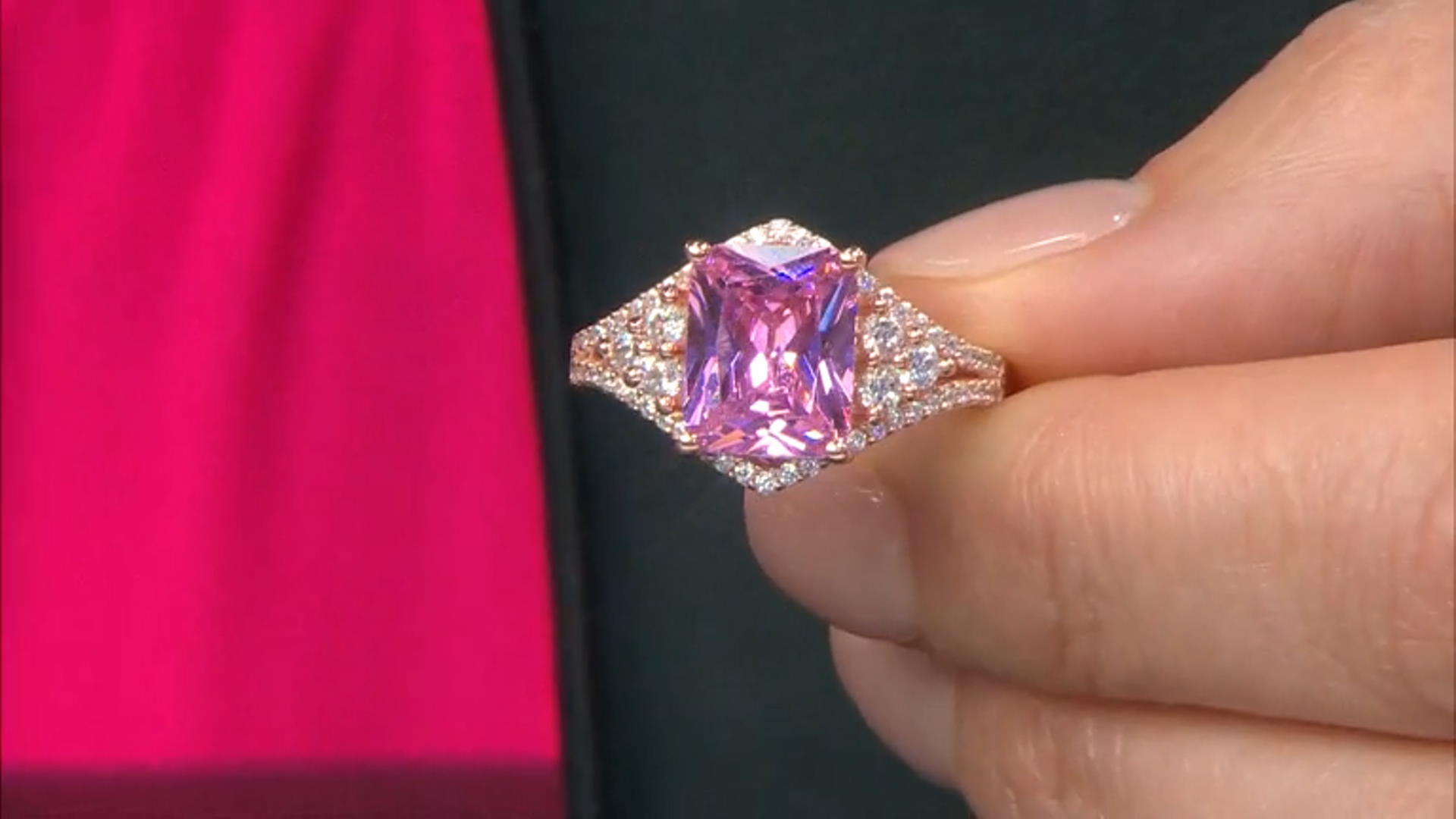 Pink And White Cubic Zirconia 18k Rose Gold Over Sterling Silver Ring 6.11ctw Video Thumbnail