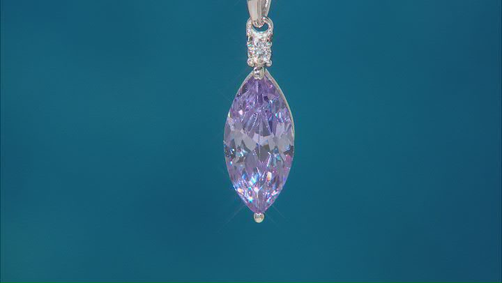 Purple And White Cubic Zirconia Rhodium Over Sterling Silver Pendant With Chain 3.78ctw Video Thumbnail
