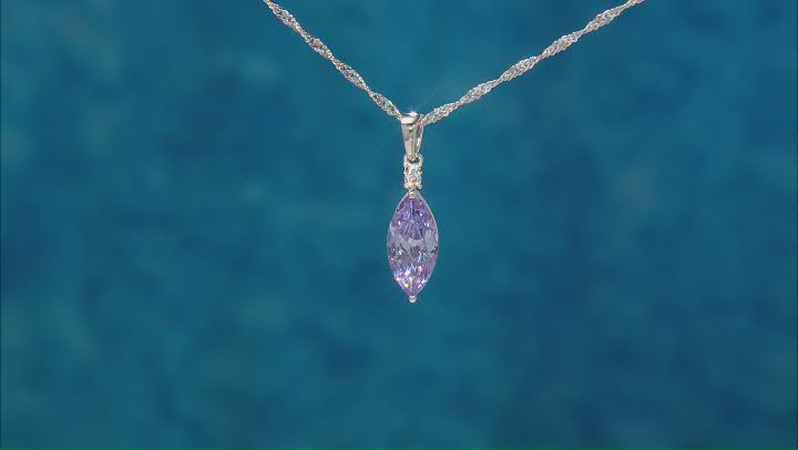 Purple And White Cubic Zirconia Rhodium Over Sterling Silver Pendant With Chain 3.78ctw Video Thumbnail