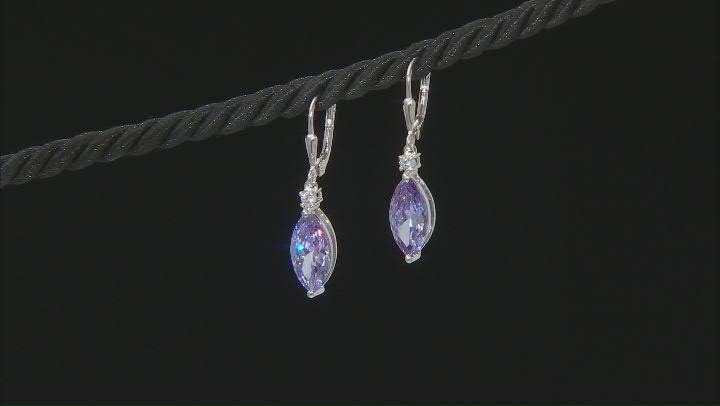 Lavender And White Cubic Zirconia Rhodium Over Sterling Silver Earrings 7.31ctw Video Thumbnail