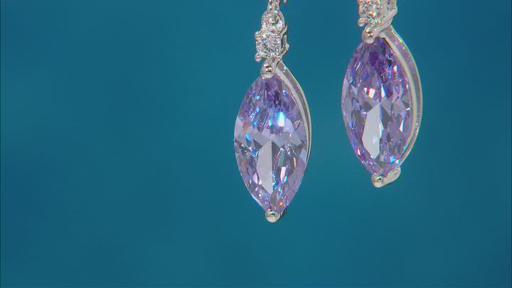 Lavender And White Cubic Zirconia Rhodium Over Sterling Silver Earrings 7.31ctw Video Thumbnail