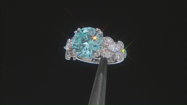 Blue And White Cubic Zirconia Platinum Over Sterling Silver Ring 11.35ctw Video Thumbnail