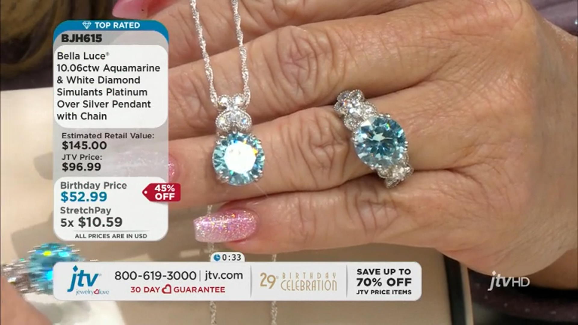 Blue And White Cubic Zirconia Platinum Over Sterling Silver Pendant With Chain 10.06ctw Video Thumbnail