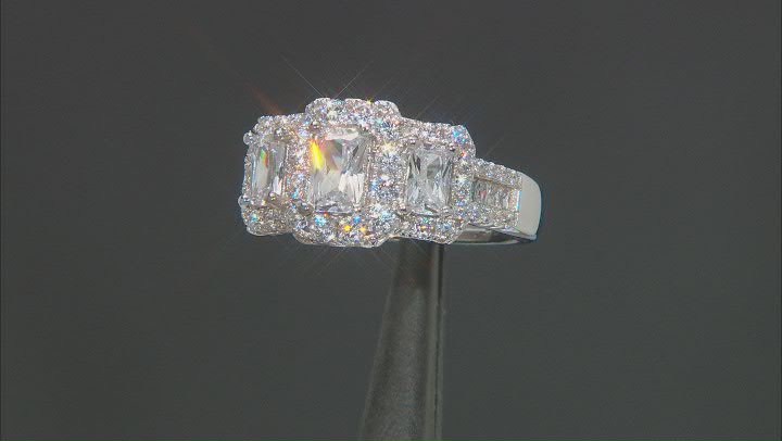 White Cubic Zirconia Rhodium Over Sterling Silver Ring 3.34ctw Video Thumbnail