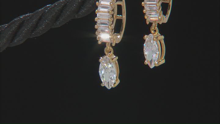 White Cubic Zirconia 18k Yellow Gold Over Sterling Silver Huggie Earrings 2.18ctw Video Thumbnail