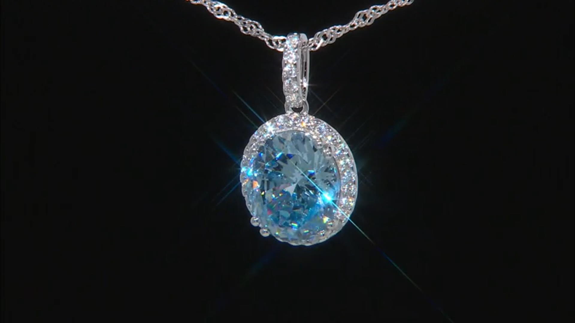 Blue And White Cubic Zirconia Rhodium Over Sterling Silver Starry Cut Pendant 9.40ctw Video Thumbnail