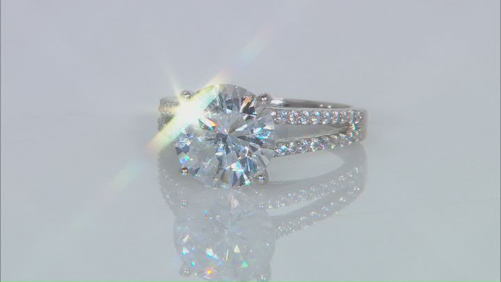 White Cubic Zirconia Platinum Over Sterling Silver Ring 7.67ctw Video Thumbnail