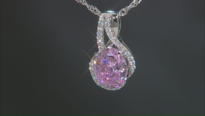 Pink And White Cubic Zirconia Rhodium Over Sterling Silver Starry Cut Pendant 5.24ctw Video Thumbnail