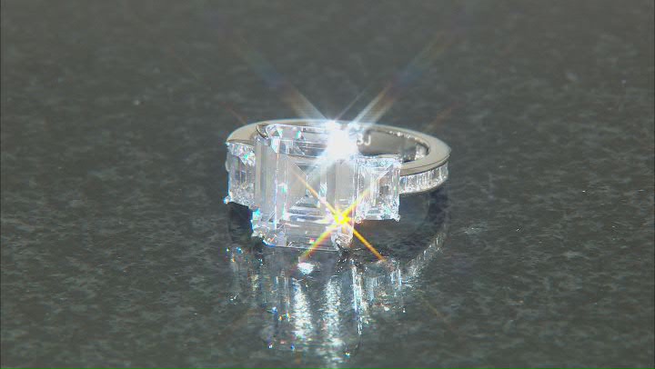 White Cubic Zirconia Rhodium Over Sterling Silver Ring Set 14.30ctw Video Thumbnail