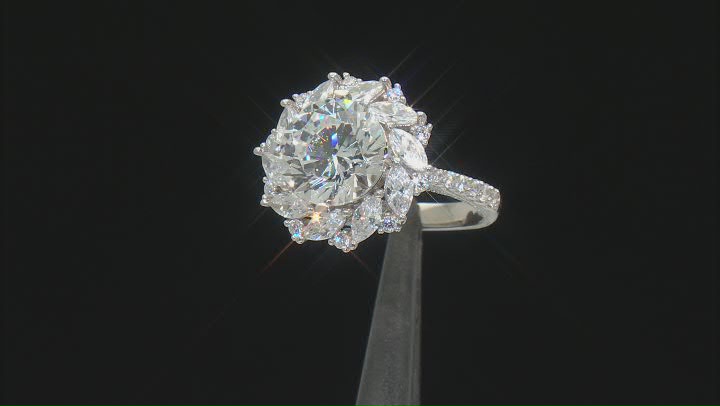 White Cubic Zirconia Platinum Over Sterling Silver Ring 9.48ctw Video Thumbnail
