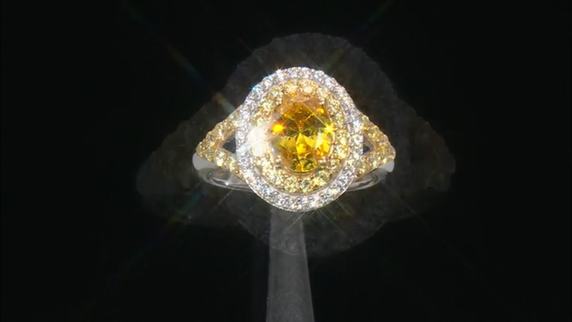 Yellow And White Cubic Zirconia Rhodium Over Sterling Silver Ring 2.85ctw Video Thumbnail