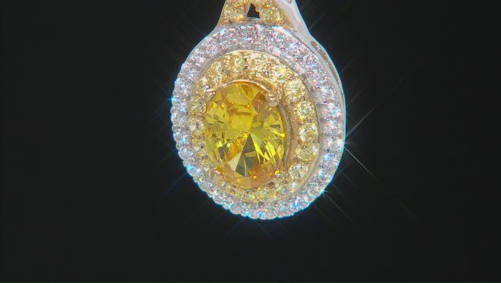 Yellow And White Cubic Zirconia Rhodium Over Sterling Silver Pendant 2.63ctw Video Thumbnail