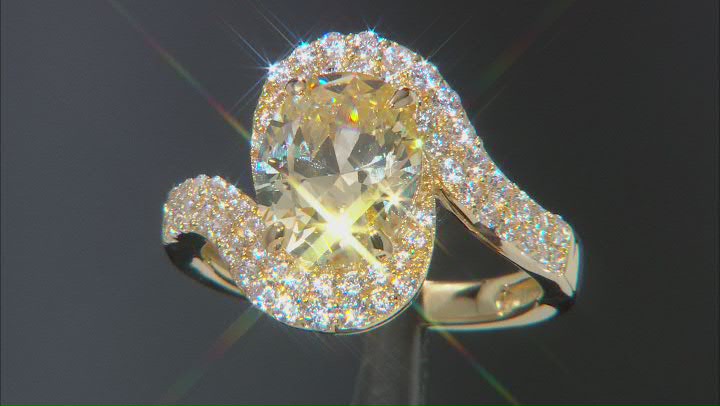 Canary And White Cubic Zirconia 18k Yellow Gold Over Sterling Silver Ring 5.00ctw Video Thumbnail