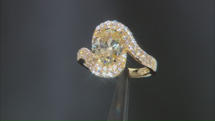Canary And White Cubic Zirconia 18k Yellow Gold Over Sterling Silver Ring 5.00ctw Video Thumbnail